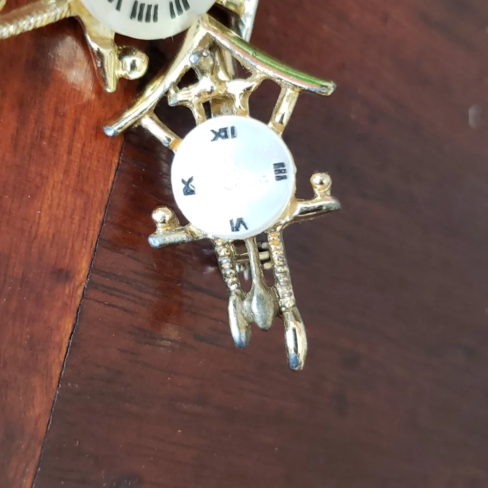 Cuckoo Clock Mother of Pearl Brooches Set Of Two